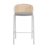 LeisureMod Ervilla Bar Stool with White Powder Coated Steel Frame - 37"