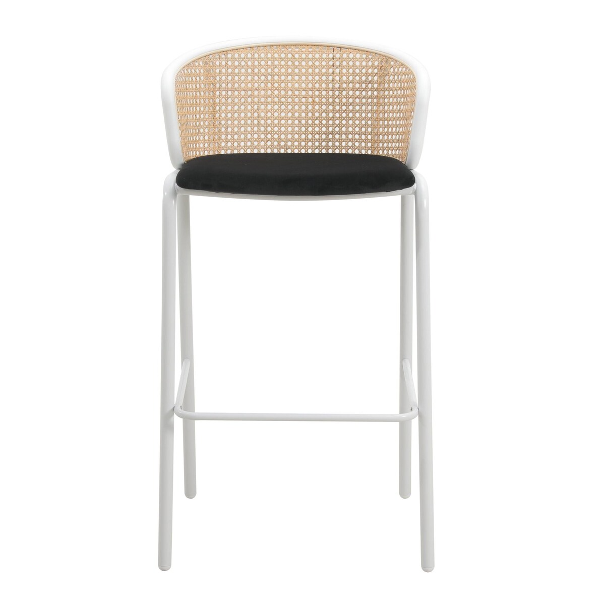 LeisureMod Ervilla Bar Stool with White Powder Coated Steel Frame - 37"