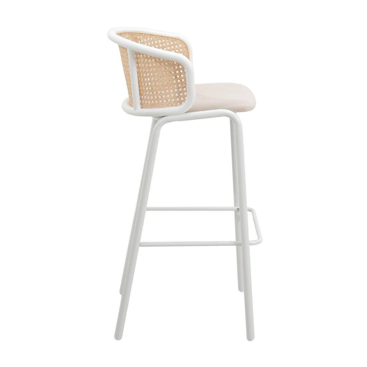 LeisureMod Ervilla Bar Stool with White Powder Coated Steel Frame - 37"