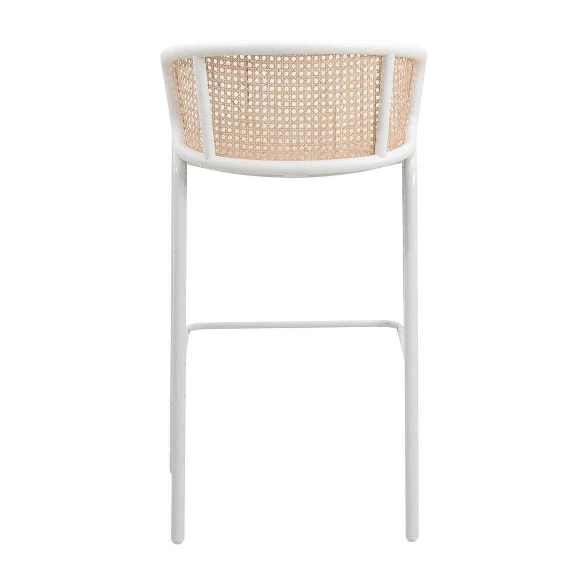 LeisureMod Ervilla Bar Stool with White Powder Coated Steel Frame - 37"