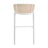 LeisureMod Ervilla Bar Stool with White Powder Coated Steel Frame - 37"