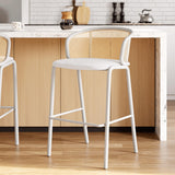 LeisureMod Ervilla Bar Stool with White Powder Coated Steel Frame - 37"
