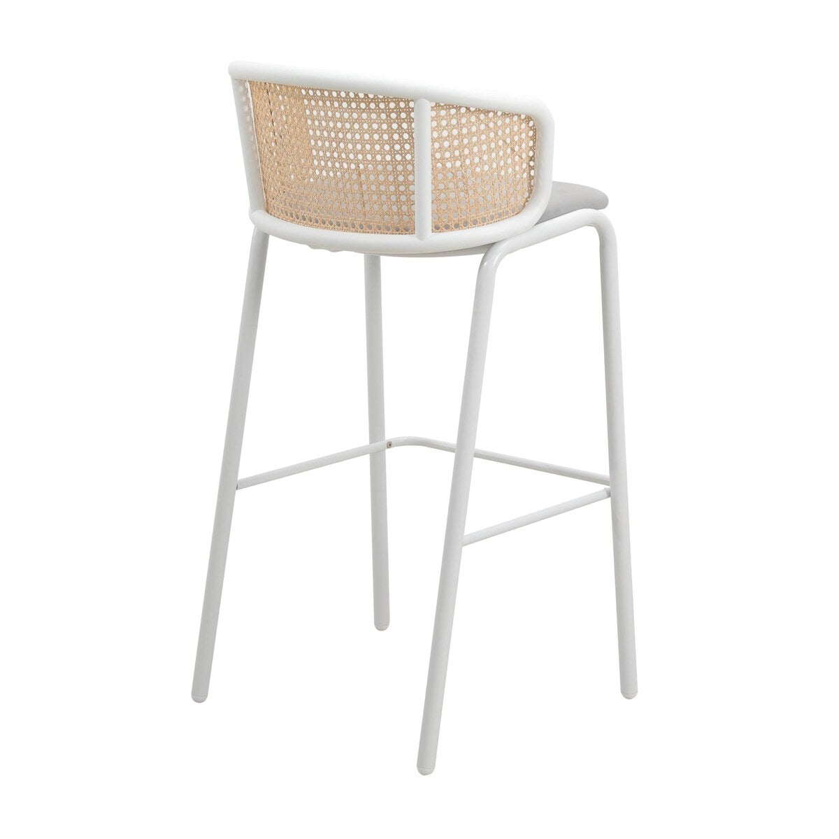LeisureMod Ervilla Bar Stool with White Powder Coated Steel Frame - 37"