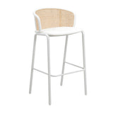 LeisureMod Ervilla Bar Stool with White Powder Coated Steel Frame - 37"