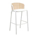 LeisureMod Ervilla Bar Stool with White Powder Coated Steel Frame - 37"