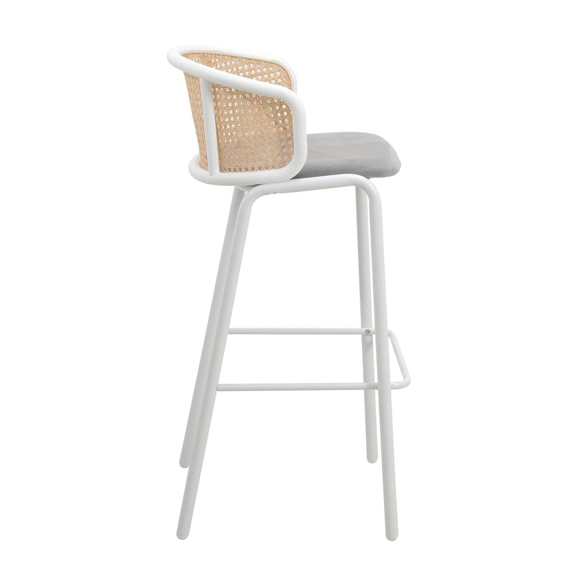 LeisureMod Ervilla Bar Stool with White Powder Coated Steel Frame - 37"
