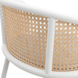 LeisureMod Ervilla Bar Stool with White Powder Coated Steel Frame - 37"