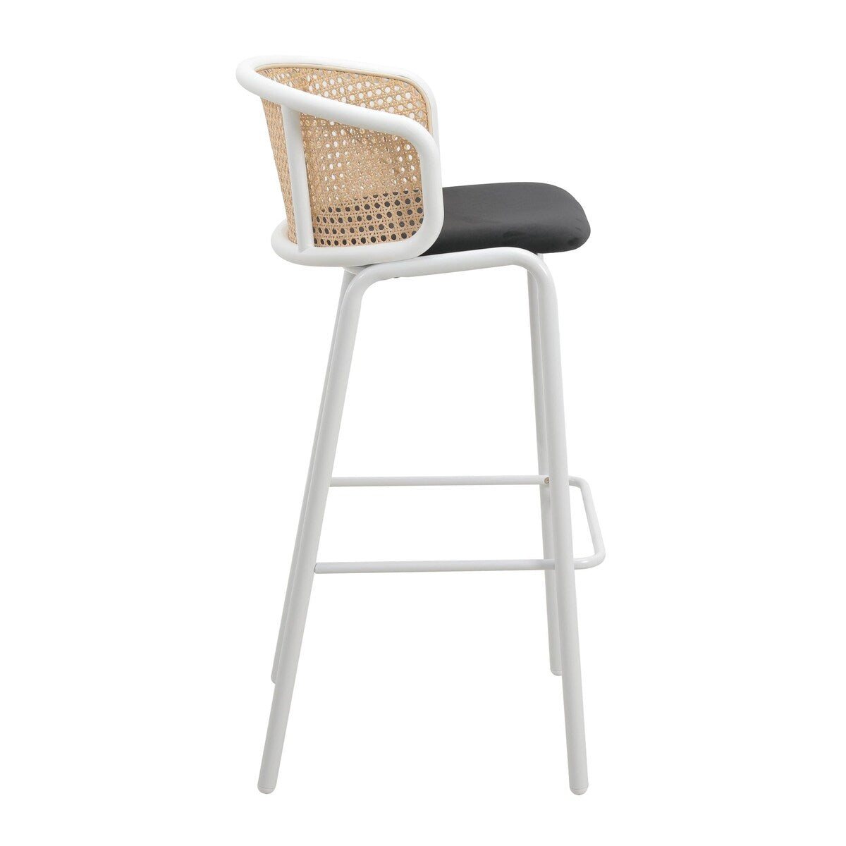 LeisureMod Ervilla Bar Stool with White Powder Coated Steel Frame - 37"