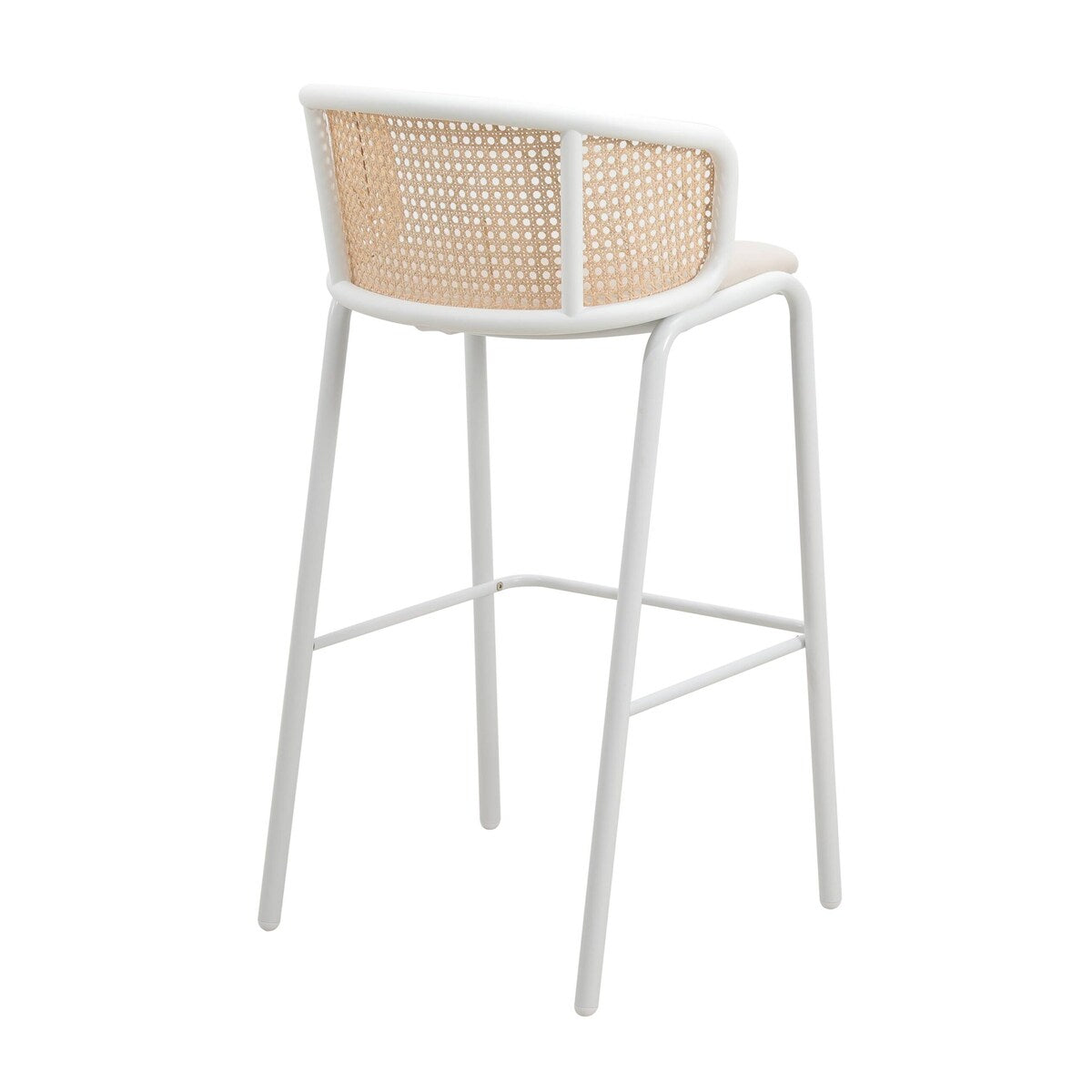 LeisureMod Ervilla Bar Stool with White Powder Coated Steel Frame - 37"