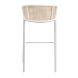 LeisureMod Ervilla Bar Stool with White Powder Coated Steel Frame - 37"