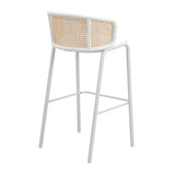 LeisureMod Ervilla Bar Stool with White Powder Coated Steel Frame - 37"