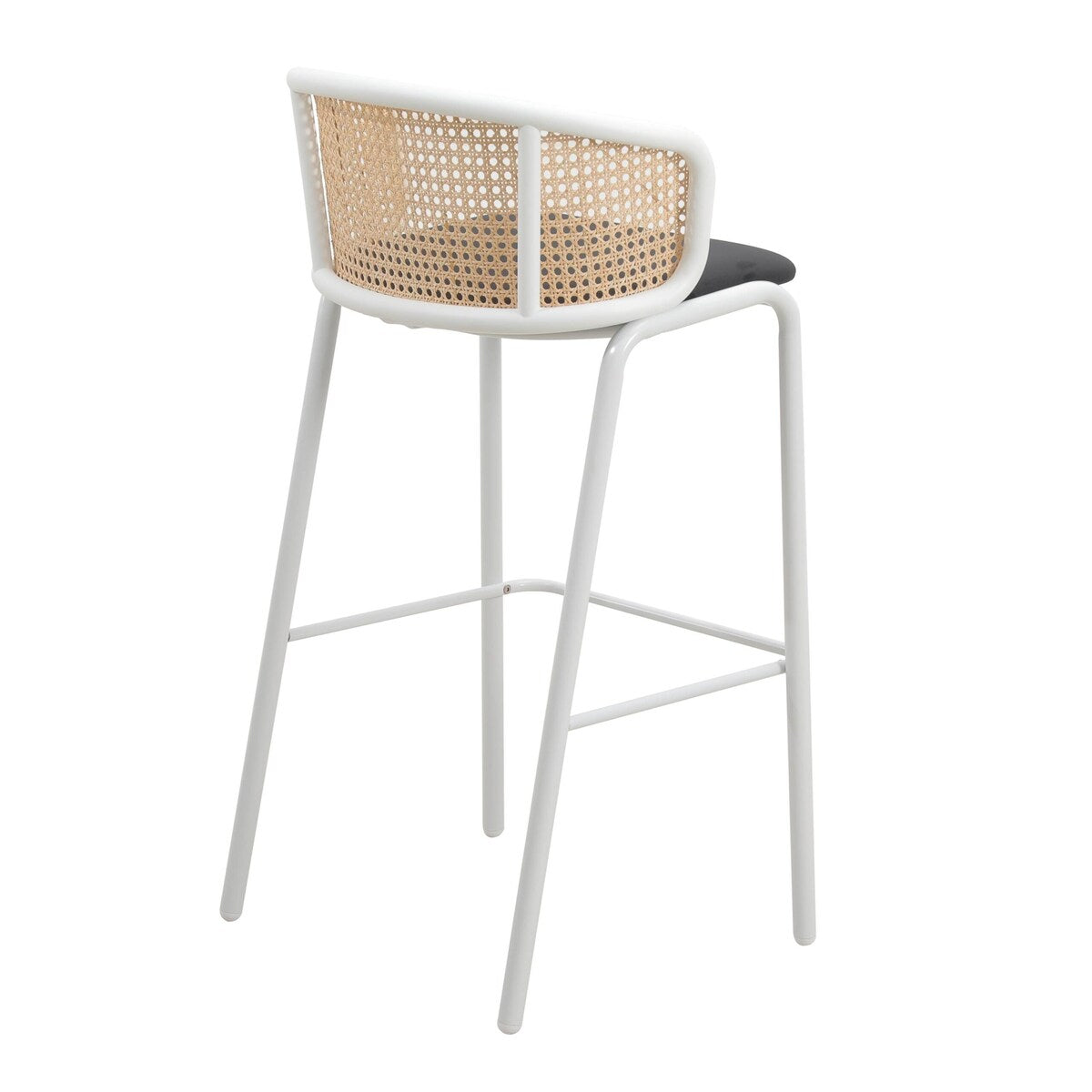 LeisureMod Ervilla Bar Stool with White Powder Coated Steel Frame - 37"
