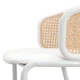 LeisureMod Ervilla Bar Stool with White Powder Coated Steel Frame - 37"
