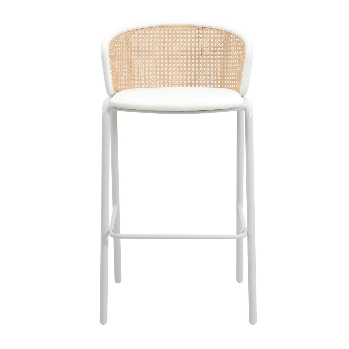 LeisureMod Ervilla Bar Stool with White Powder Coated Steel Frame - 37"