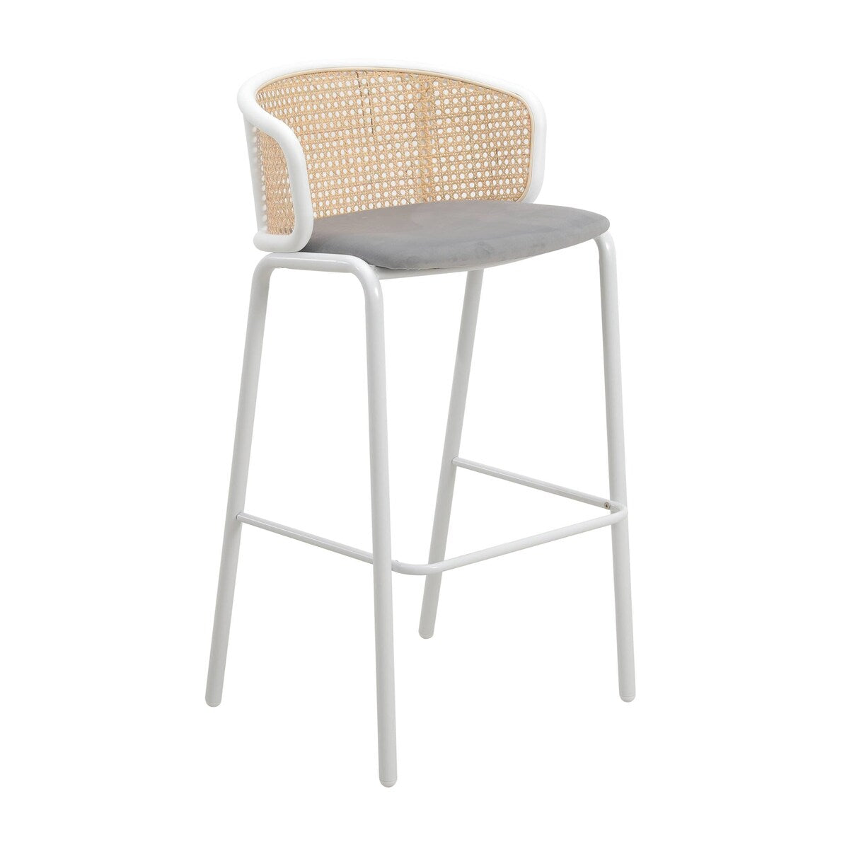 LeisureMod Ervilla Bar Stool with White Powder Coated Steel Frame - 37"
