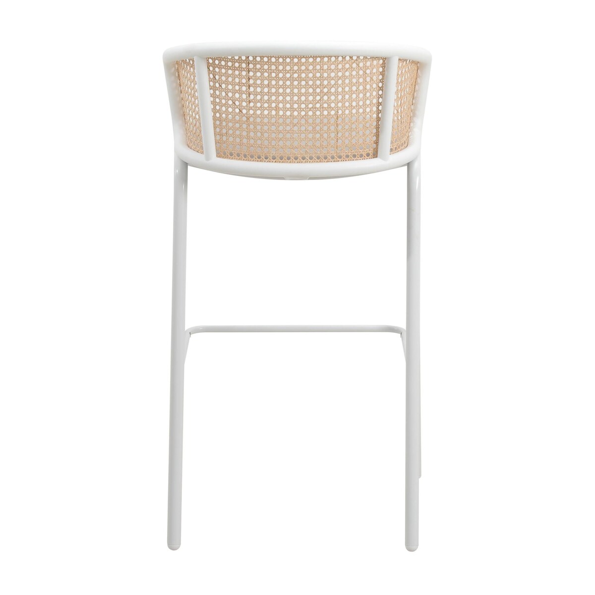 LeisureMod Ervilla Bar Stool with White Powder Coated Steel Frame - 37"