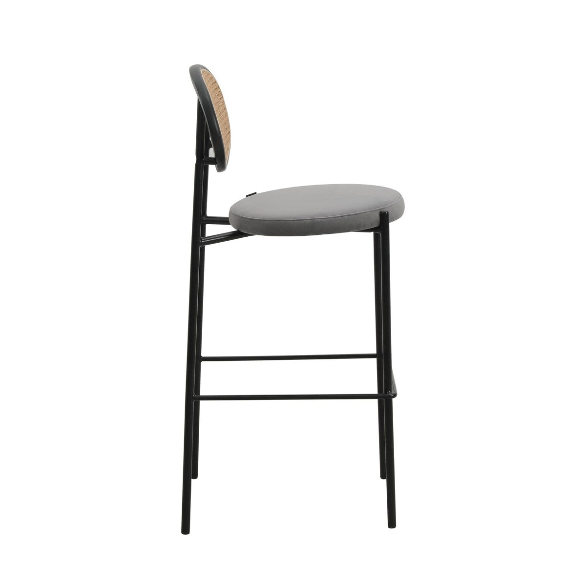 LeisureMod Euston Wicker Bar Stool with Powder Coated Steel Frame, Set of 2 - 42"