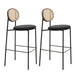 LeisureMod Euston Wicker Bar Stool with Powder Coated Steel Frame, Set of 2 - 42"