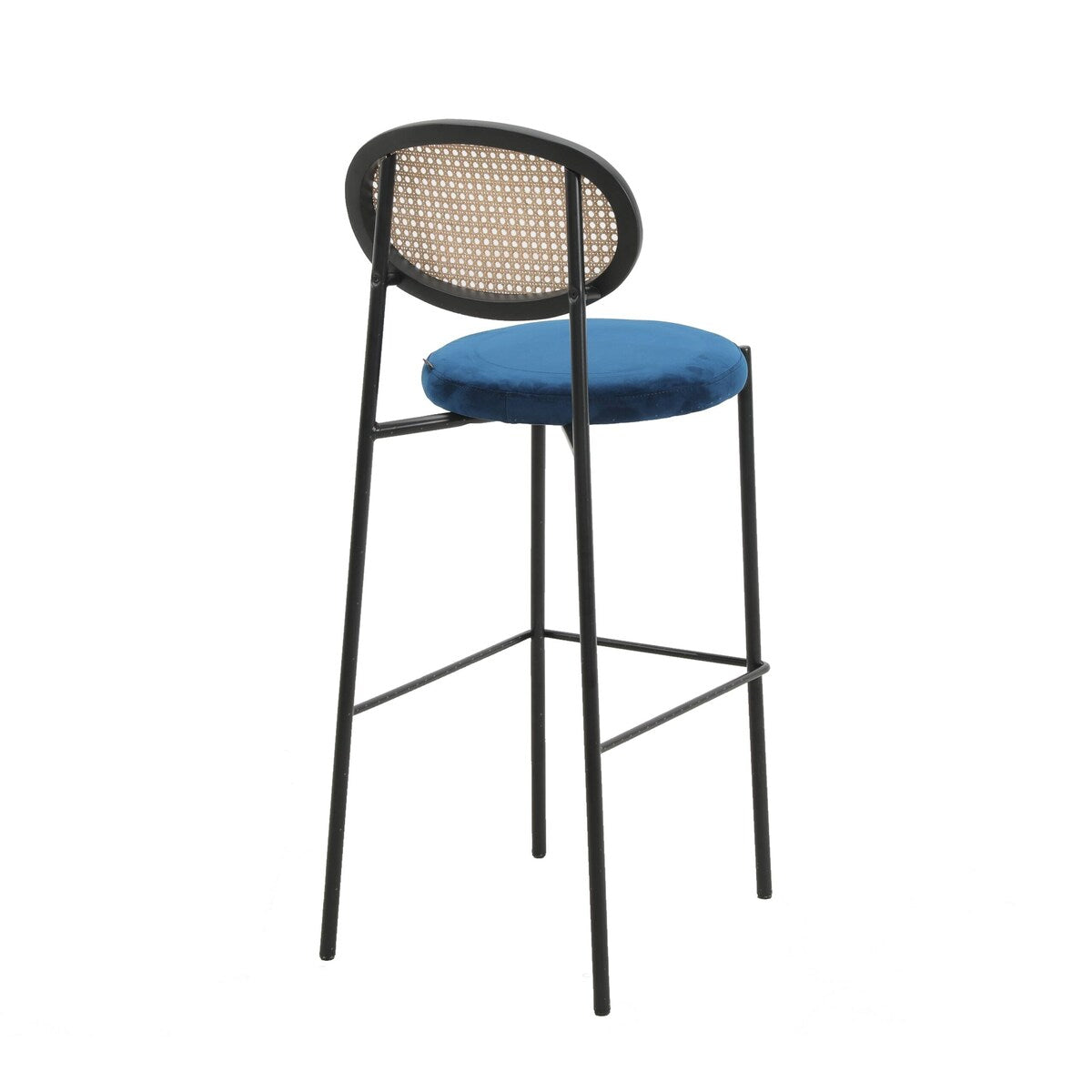 LeisureMod Euston Wicker Bar Stool with Powder Coated Steel Frame, Set of 2 - 42"
