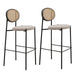 LeisureMod Euston Wicker Bar Stool with Powder Coated Steel Frame, Set of 2 - 42"