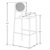 LeisureMod Euston Wicker Bar Stool with Powder Coated Steel Frame, Set of 2 - 42"