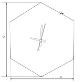 Manchester Silent Simple Hexagon Shaped Non Ticking Wall Clock with Aluminum Hands for Home Office Living Room(Battery Included)