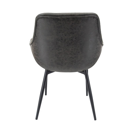 LeisureMod Markley Leather Dining Arm Chair With Metal Legs Set of 2