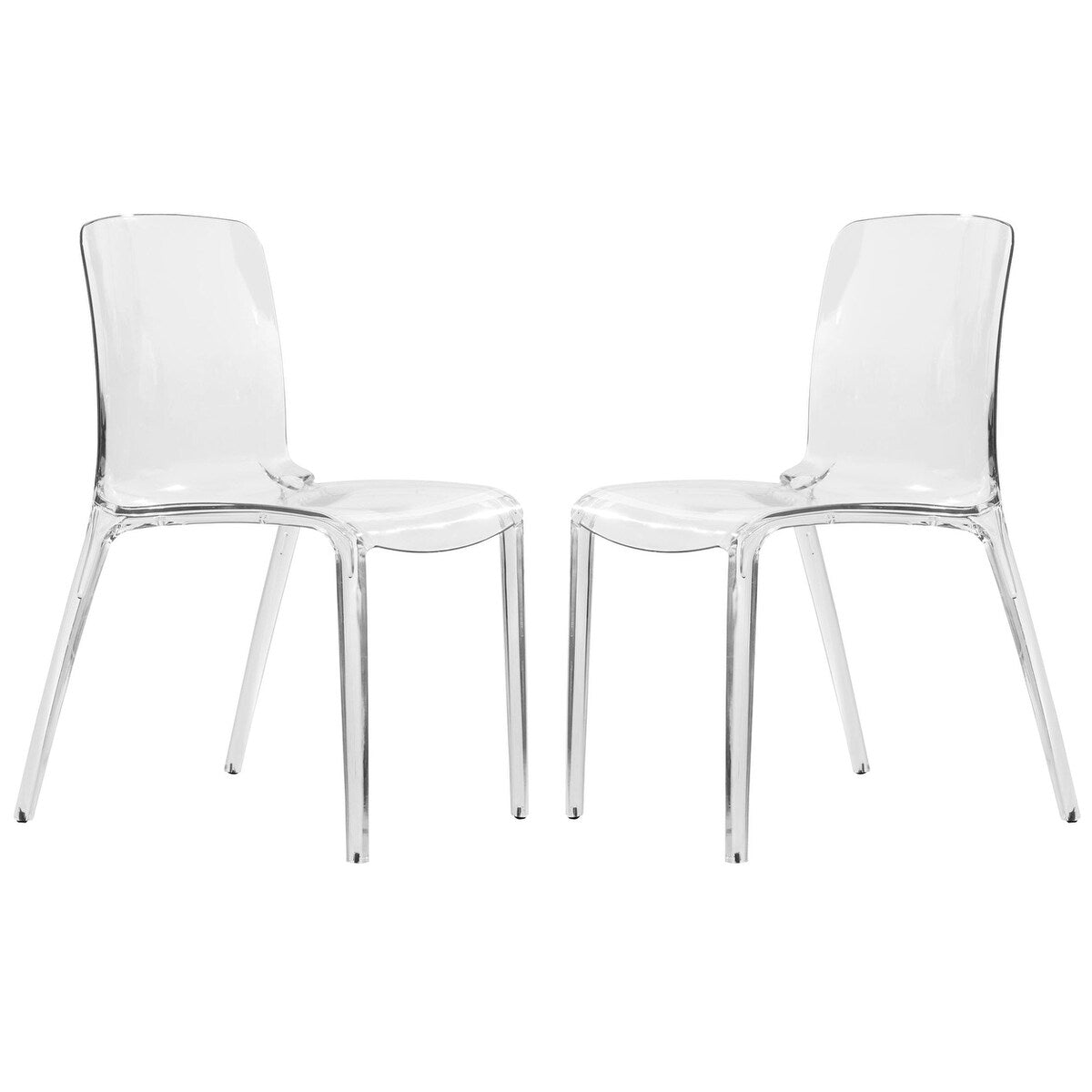 LeisureMod Murray Modern Dining Chair, Set of 2 - Clear
