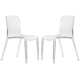 LeisureMod Murray Modern Dining Chair, Set of 2 - Clear