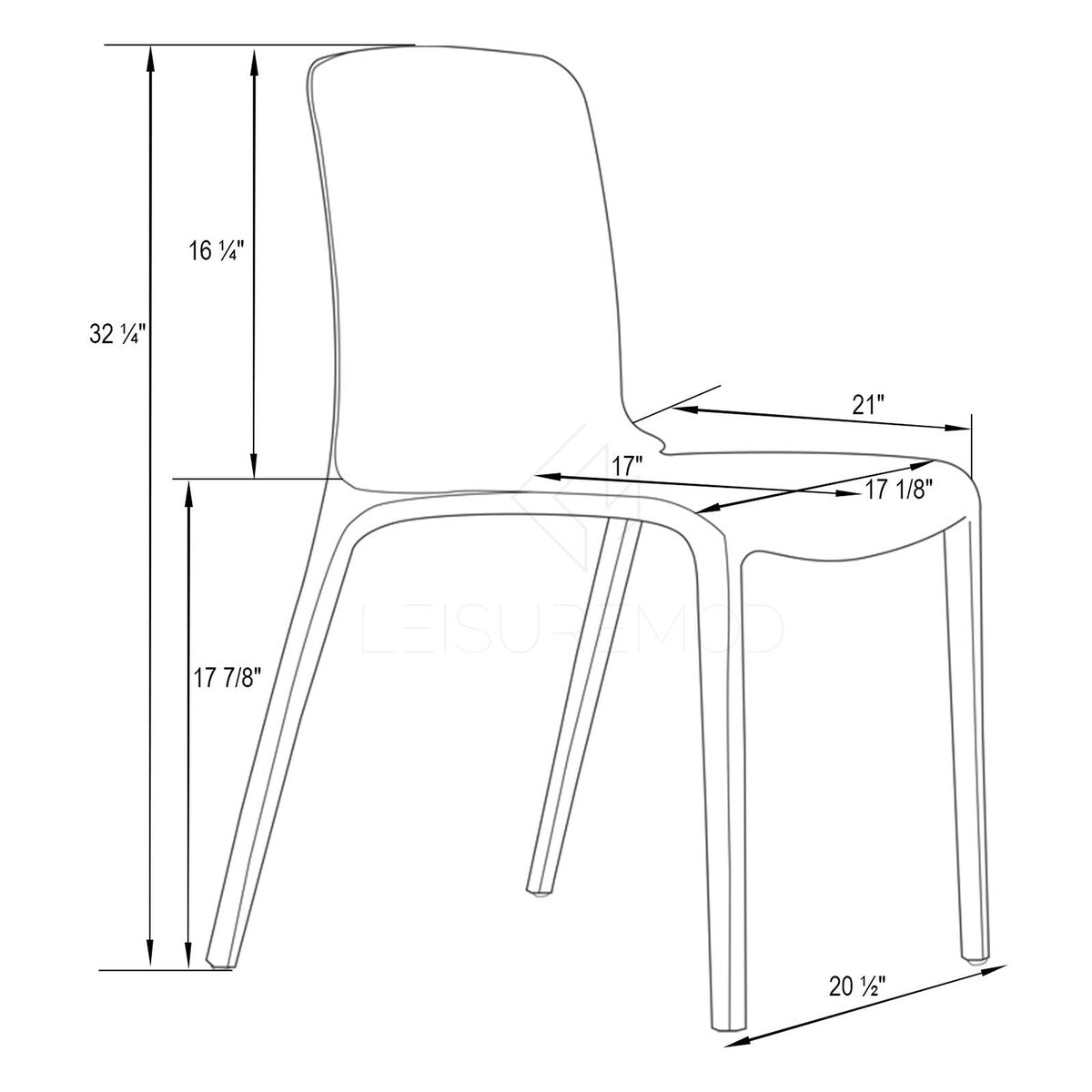 LeisureMod Murray Modern Dining Chair, Set of 2 - Clear