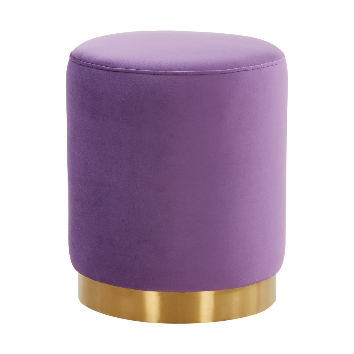 LeisureMod Remmey 16" Round Modern Velvet Vanity Ottoman W/Gold Base