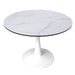 LeisureMod Bristol 40" Round Dining Table for 4 with MDF Wood Tabletop in White Steel Base for Kitchen & Dining Room