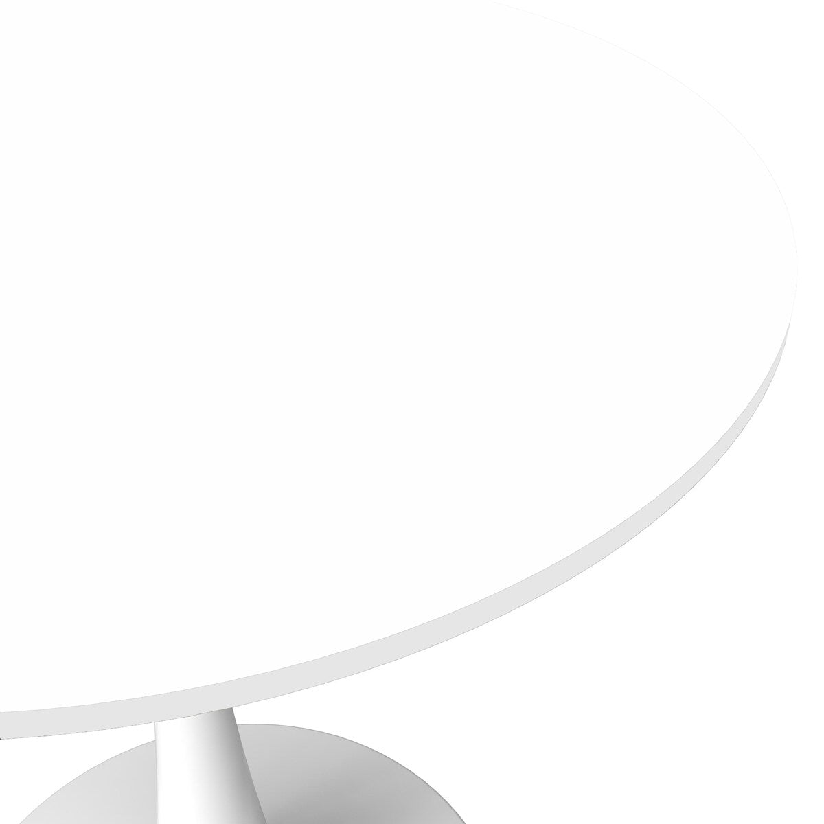 LeisureMod Bristol 40" Round Dining Table for 4 with MDF Wood Tabletop in White Steel Base for Kitchen & Dining Room