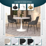 LeisureMod Bristol 40" Round Dining Table for 4 with MDF Wood Tabletop in White Steel Base for Kitchen & Dining Room