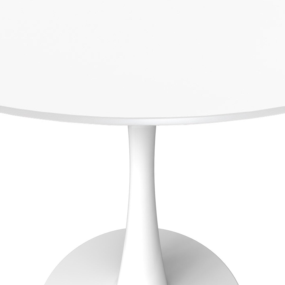 LeisureMod Bristol 40" Round Dining Table for 4 with MDF Wood Tabletop in White Steel Base for Kitchen & Dining Room