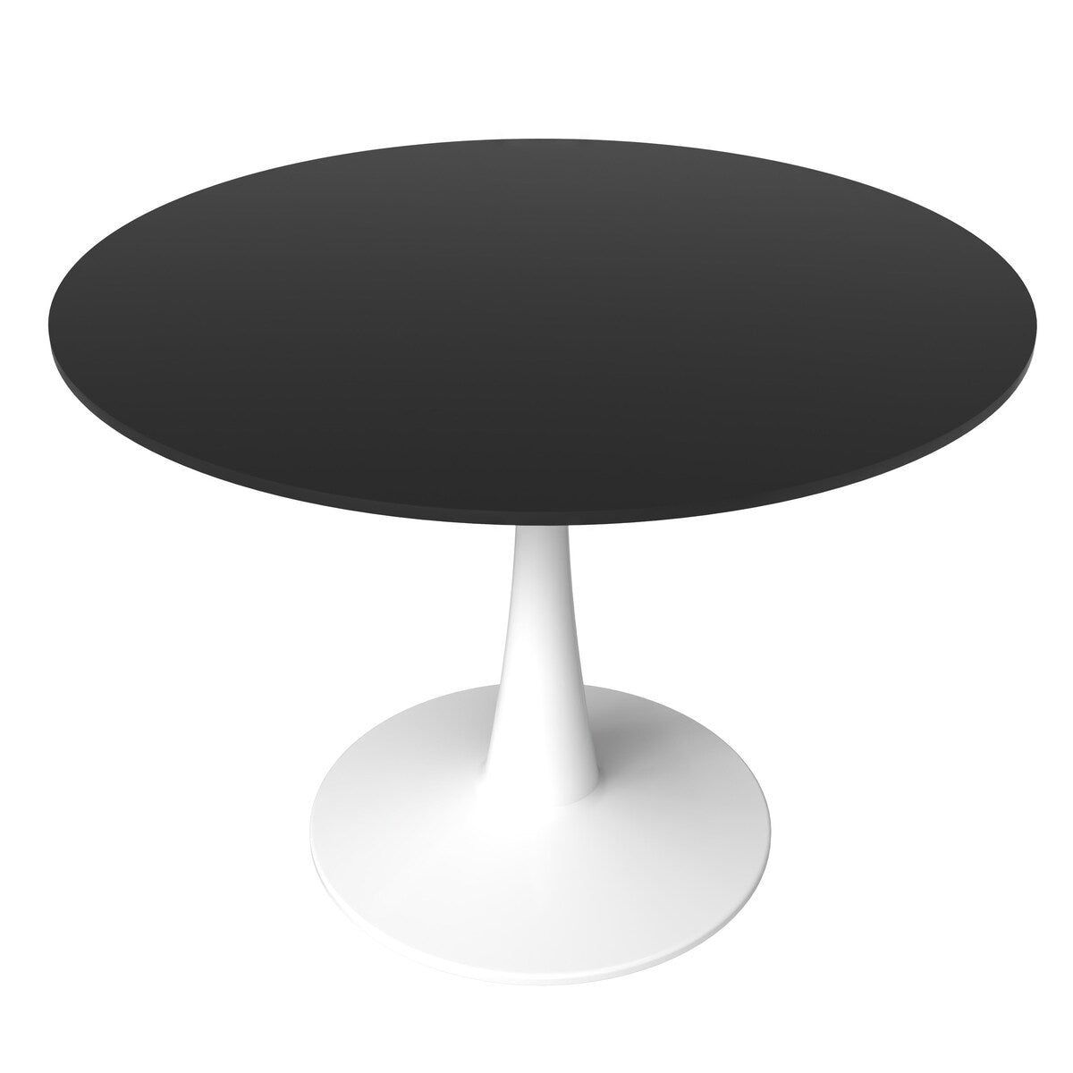 LeisureMod Bristol 40" Round Dining Table for 4 with MDF Wood Tabletop in White Steel Base for Kitchen & Dining Room