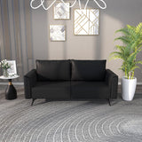 Rusk 3-Seater Leather Sofa Couch with Steel Legs and Removable Cushions for Living Room & Bedroom