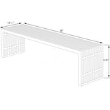 LeisureMod Sage Gridiron Large Polished Stainless Steel Bench