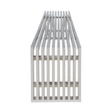 LeisureMod Sage Gridiron Large Polished Stainless Steel Bench