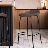 Leather Barstool with Powder-Coated Iron Frame Set of 2 Servos Series