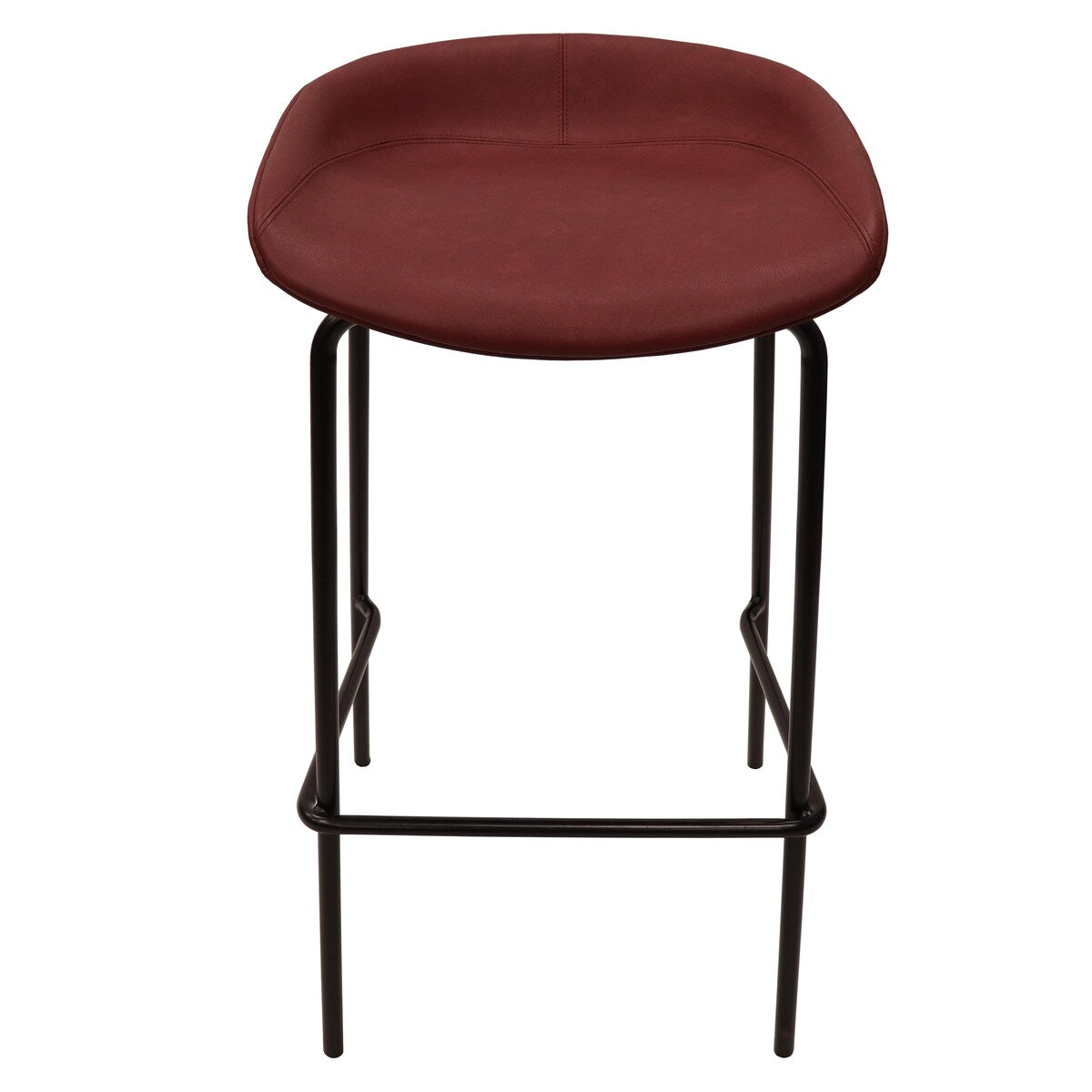 Leather Barstool with Powder-Coated Iron Frame Set of 2 Servos Series