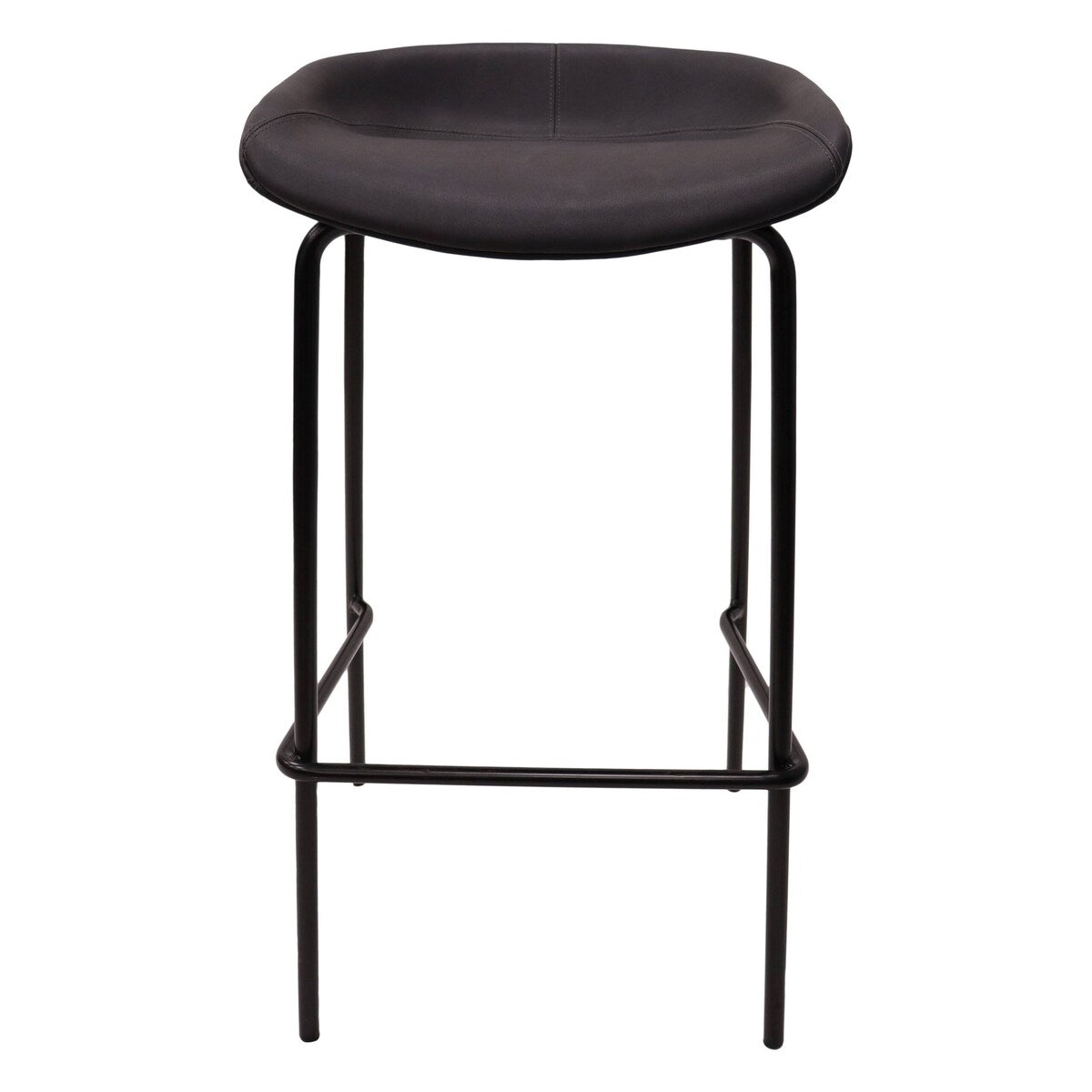Leather Barstool with Powder-Coated Iron Frame Set of 2 Servos Series