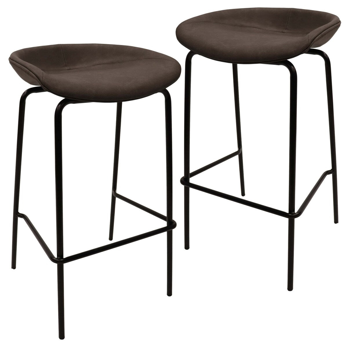 Leather Barstool with Powder-Coated Iron Frame Set of 2 Servos Series
