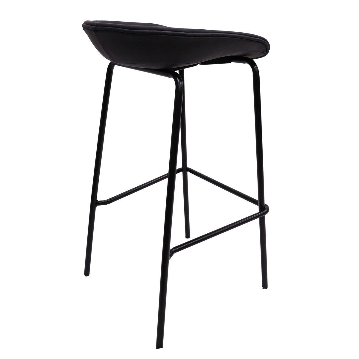 Leather Barstool with Powder-Coated Iron Frame Set of 2 Servos Series