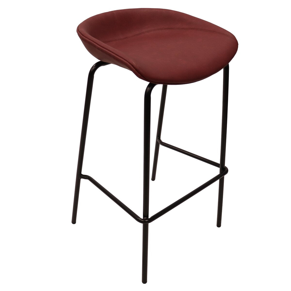Leather Barstool with Powder-Coated Iron Frame Set of 2 Servos Series