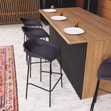 Leather Barstool with Powder-Coated Iron Frame Servos Series
