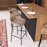 Leather Barstool with Powder-Coated Iron Frame Servos Series