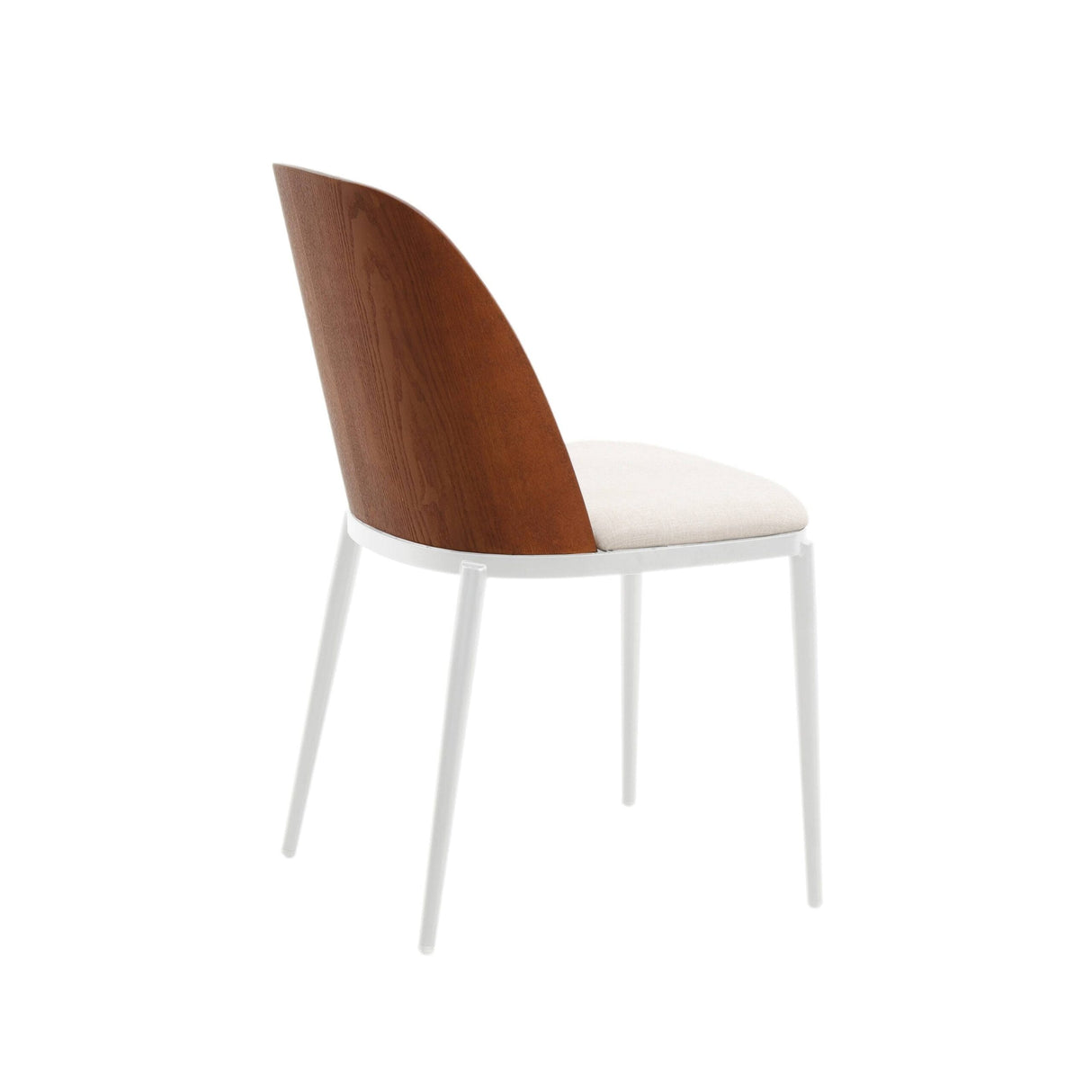 LeisureMod Tule Dining Chair with Upholstered Seat and White Steel Frame, Set of 4
