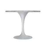 Verve Dining Table with a 36" Round Tabletop in White Steel Pedestal