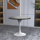 Verve Dining Table with a 36" Round Tabletop in White Steel Pedestal